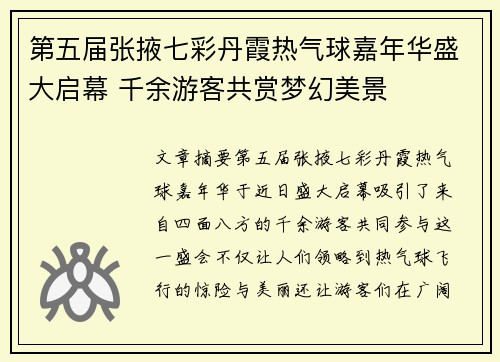 第五届张掖七彩丹霞热气球嘉年华盛大启幕 千余游客共赏梦幻美景